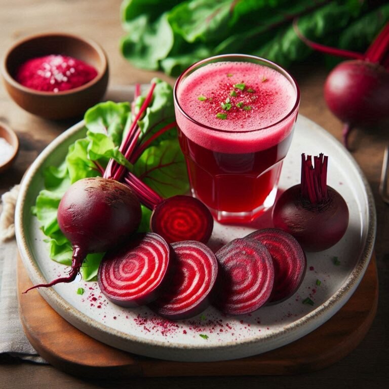 beets with a glass of beet juice