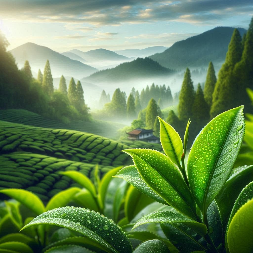 green tea leaves